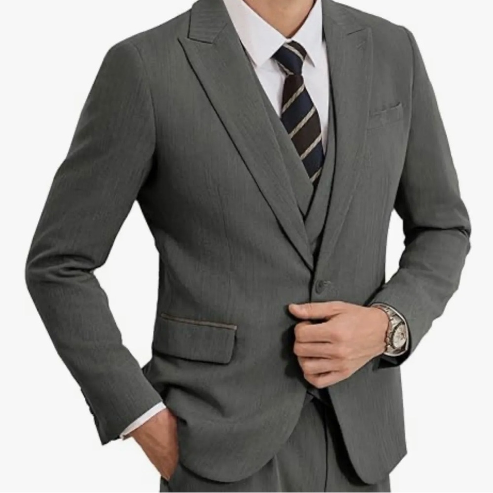 GRACE KARIN Blazer Suit Jacket Men's XL Grey Casual Slim Lightweight Sport Coat